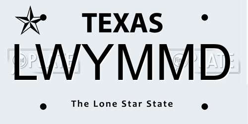 LWYMMD Texas License Plate