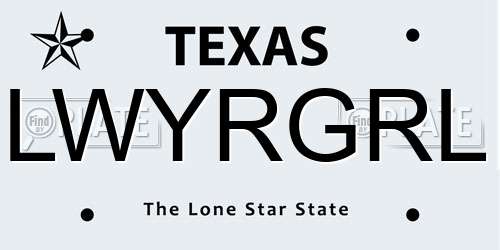 LWYRGRL Texas License Plate
