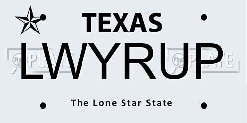 LWYRUP Texas License Plate