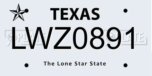 LWZ0891 Texas License Plate