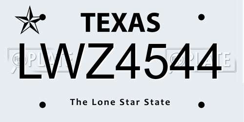 LWZ4544 Texas License Plate
