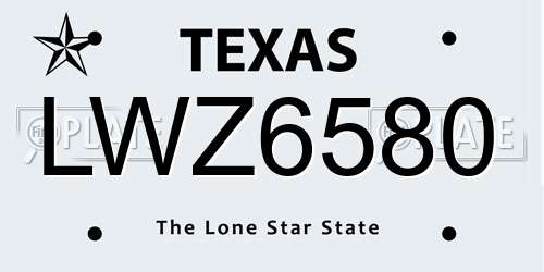 LWZ6580 Texas License Plate