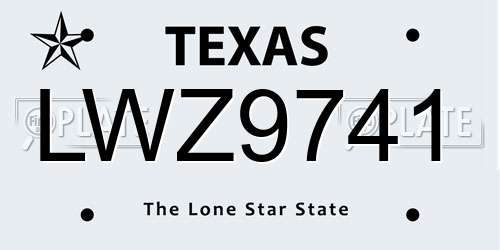 LWZ9741 Texas License Plate