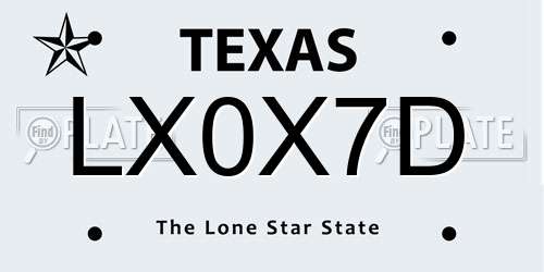 LX0X7D Texas License Plate