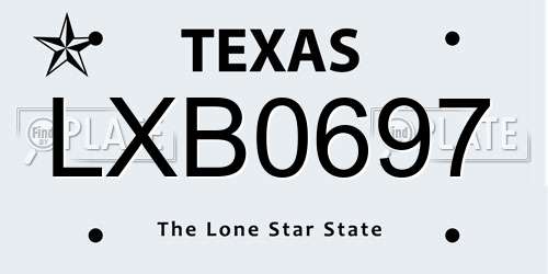 LXB0697 Texas License Plate