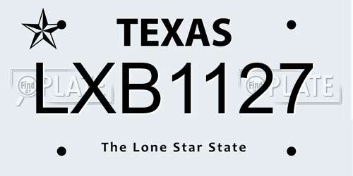 LXB1127 Texas License Plate