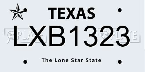 LXB1323 Texas License Plate