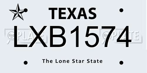 LXB1574 Texas License Plate
