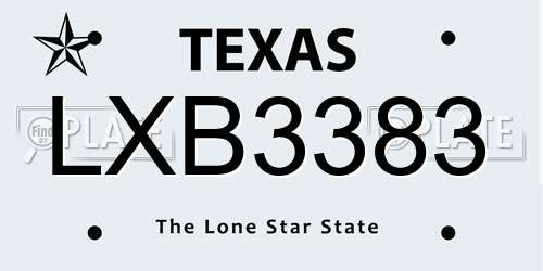 LXB3383 Texas License Plate