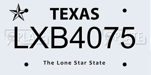 LXB4075 Texas License Plate