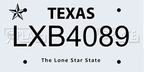 LXB4089 Texas License Plate