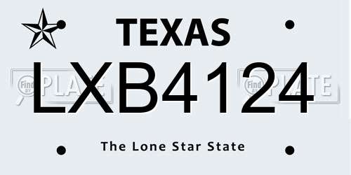 LXB4124 Texas License Plate