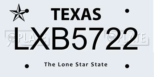 LXB5722 Texas License Plate