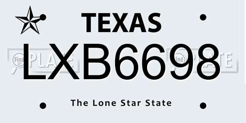 LXB6698 Texas License Plate