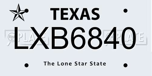 LXB6840 Texas License Plate