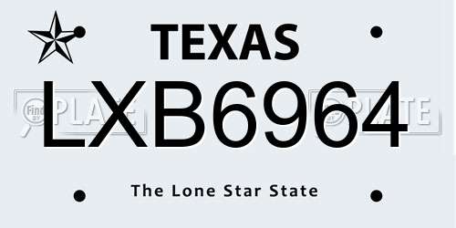 LXB6964 Texas License Plate