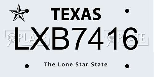 LXB7416 Texas License Plate
