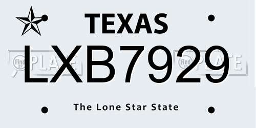 LXB7929 Texas License Plate