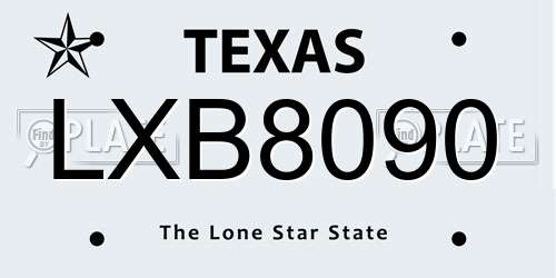 LXB8090 Texas License Plate