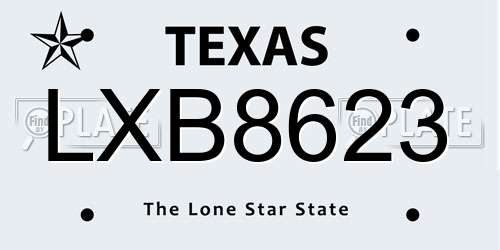 LXB8623 Texas License Plate