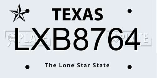 LXB8764 Texas License Plate