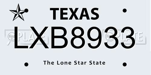 LXB8933 Texas License Plate