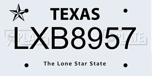 LXB8957 Texas License Plate