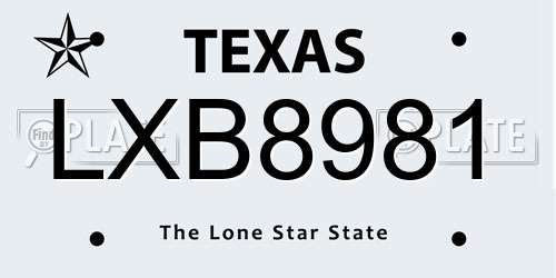 LXB8981 Texas License Plate