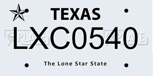LXC0540 Texas License Plate