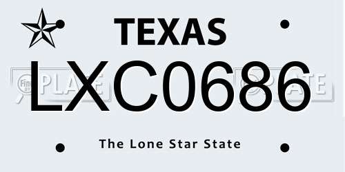 LXC0686 Texas License Plate
