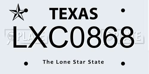 LXC0868 Texas License Plate