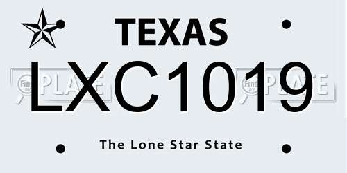 LXC1019 Texas License Plate
