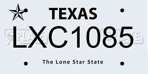 LXC1085 Texas License Plate