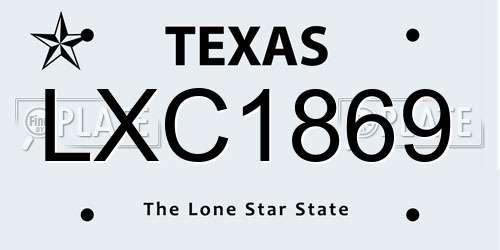 LXC1869 Texas License Plate