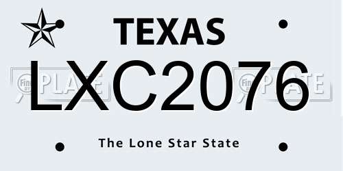 LXC2076 Texas License Plate