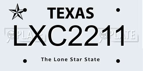 LXC2211 Texas License Plate