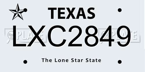 LXC2849 Texas License Plate
