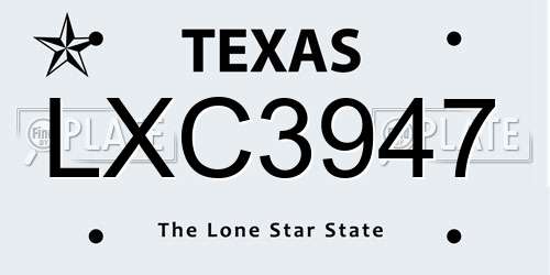 LXC3947 Texas License Plate