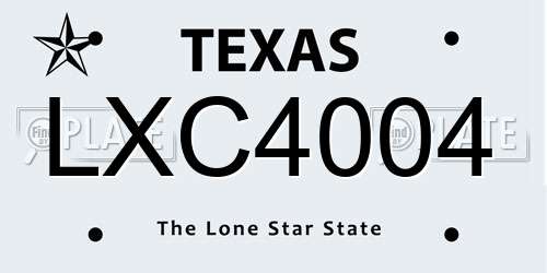 LXC4004 Texas License Plate