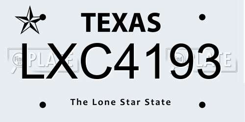 LXC4193 Texas License Plate
