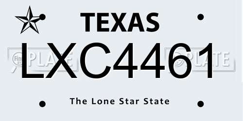 LXC4461 Texas License Plate