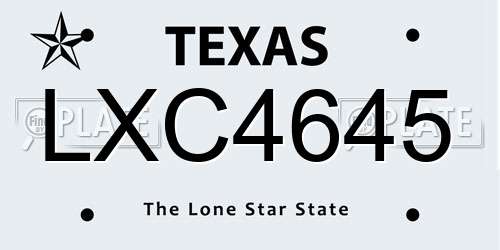 LXC4645 Texas License Plate