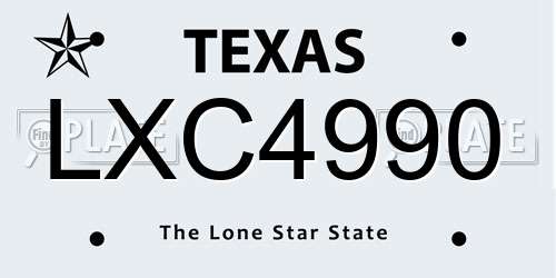 LXC4990 Texas License Plate