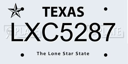 LXC5287 Texas License Plate