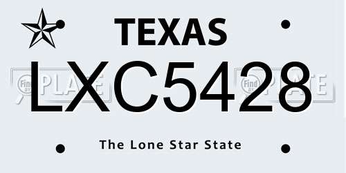 LXC5428 Texas License Plate