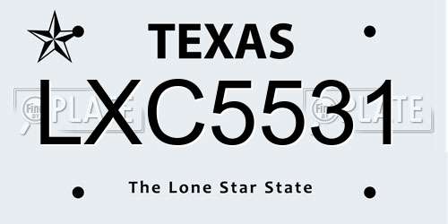 LXC5531 Texas License Plate