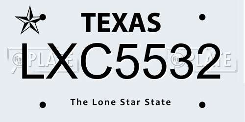 LXC5532 Texas License Plate