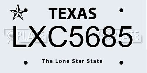 LXC5685 Texas License Plate
