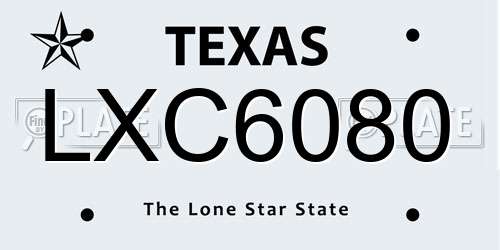LXC6080 Texas License Plate
