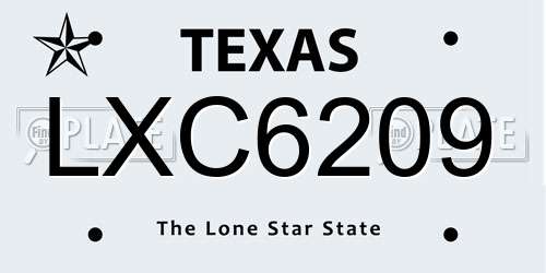 LXC6209 Texas License Plate